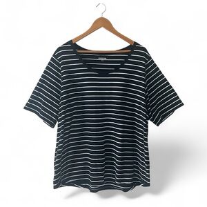 *NWOT* Lands' End Women's Scoop Neck Navy Stripe Top - 1X